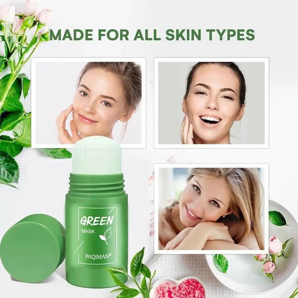 Hot Green Tea Solid Cleansing Mask Dispel Acne Blemish Mark Remove Blackhead Acne Smearing Mud Film Hydrating Mask 2024